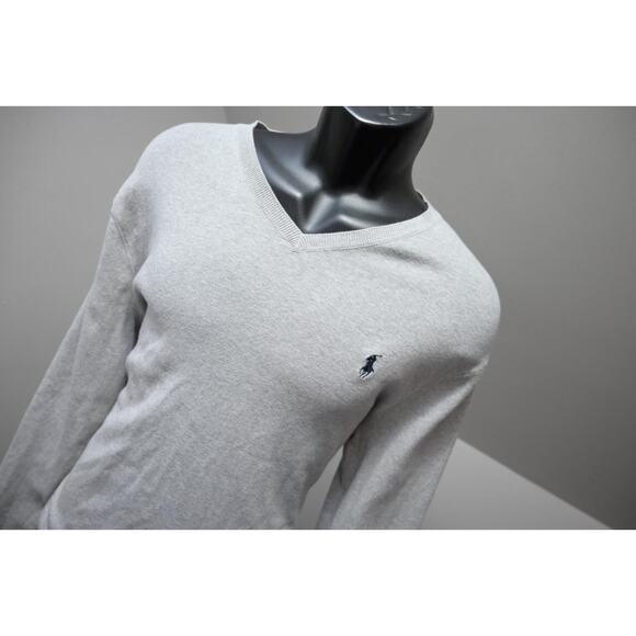 Polo Ralph Lauren Pima V Neck Pullover Sweater Gray Long Sleeve Mens Sz Large - Picture 4 of 9